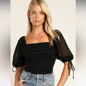 NWT Lulus Swiss Dot Ruched Bodysuit